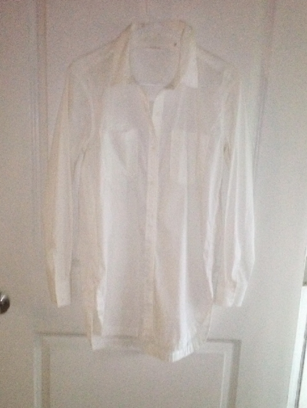 Athleta Women's s White Button-Up Dress Shirt Long Line